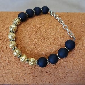 Gold and black beaded bracelet